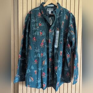 Duluth Trading Co. Bigfoot Loch Ness Monster Christmas Flanne Shirt NWT